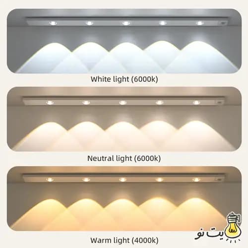 چراغ LED شارژی کابینتی سنسوردار — تصویر ۶