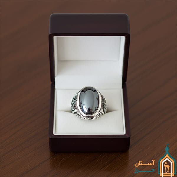 انگشتر حدید صینی مردانه نقره دست‌ ساز مدل سام با حکاکی اذکار — تصویر ۲