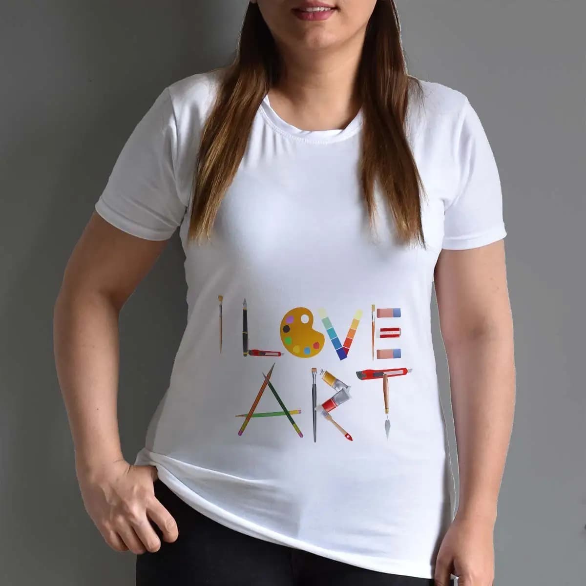 تیشرت زنانه طرح I LOVE ART