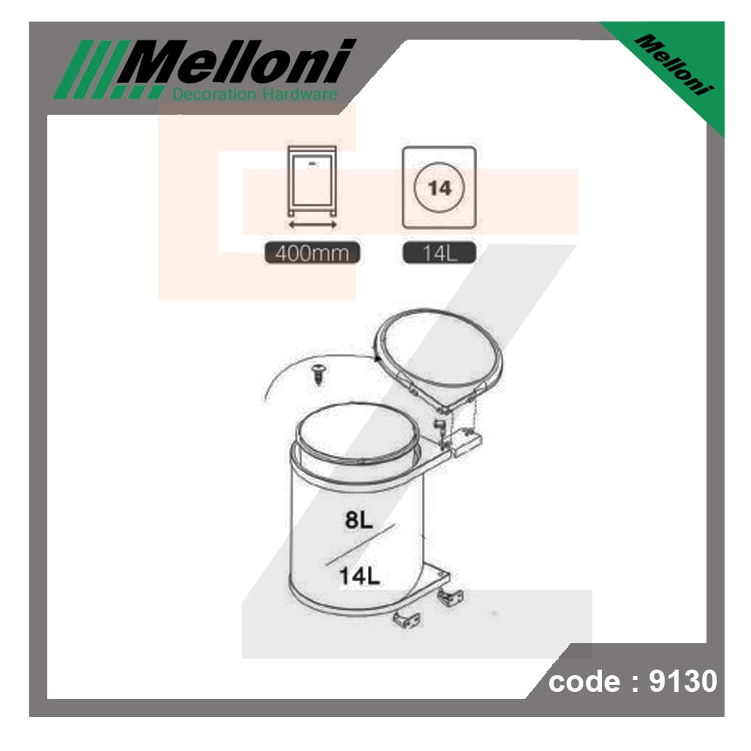 سطل گرد زیر سینک با قابلیت نصب روی درب – کد 9130 — تصویر ۶