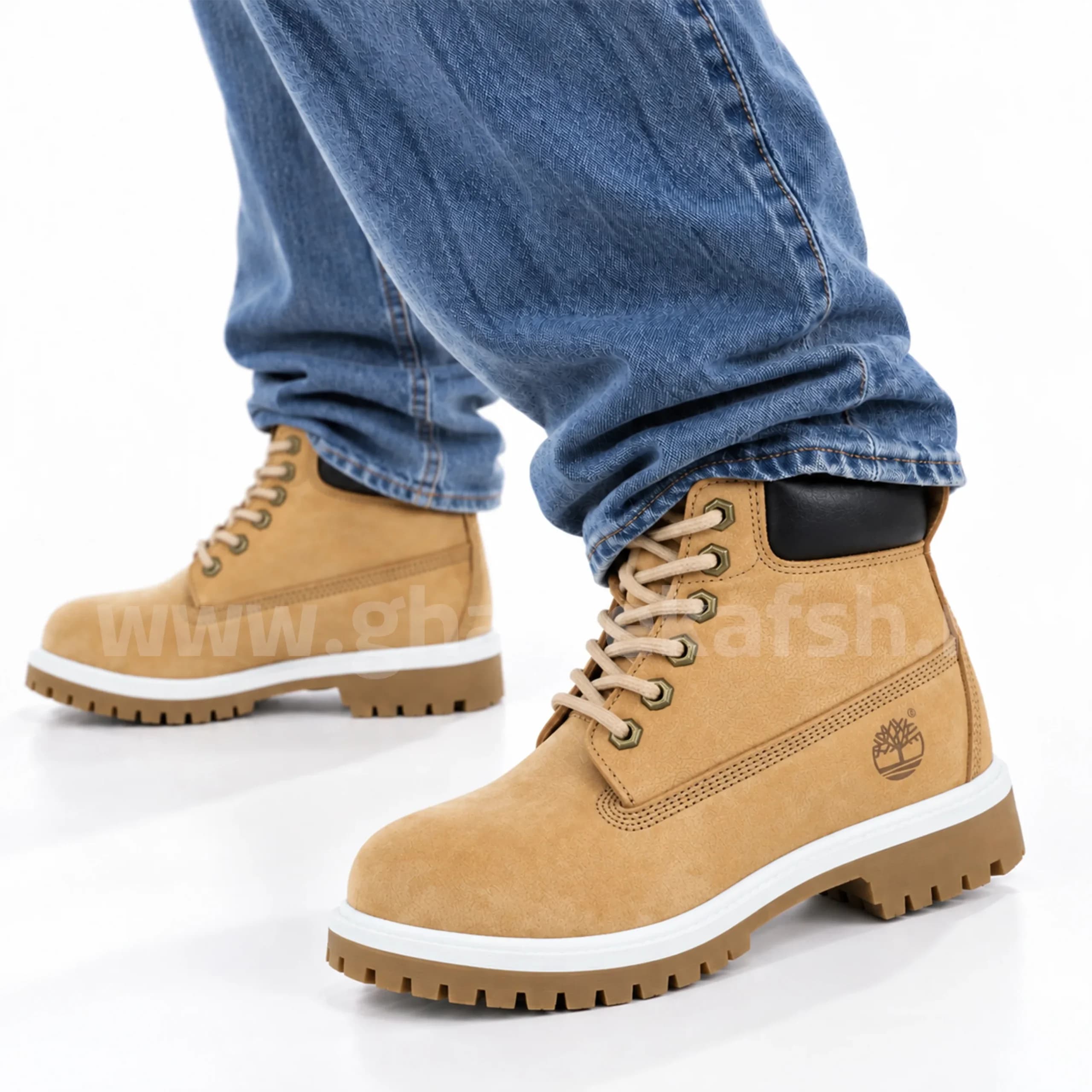 بوت تیمبرلند Timberland مردانه چرم طبیعی رنگ موزی دور سفید کد 2520 — تصویر ۸