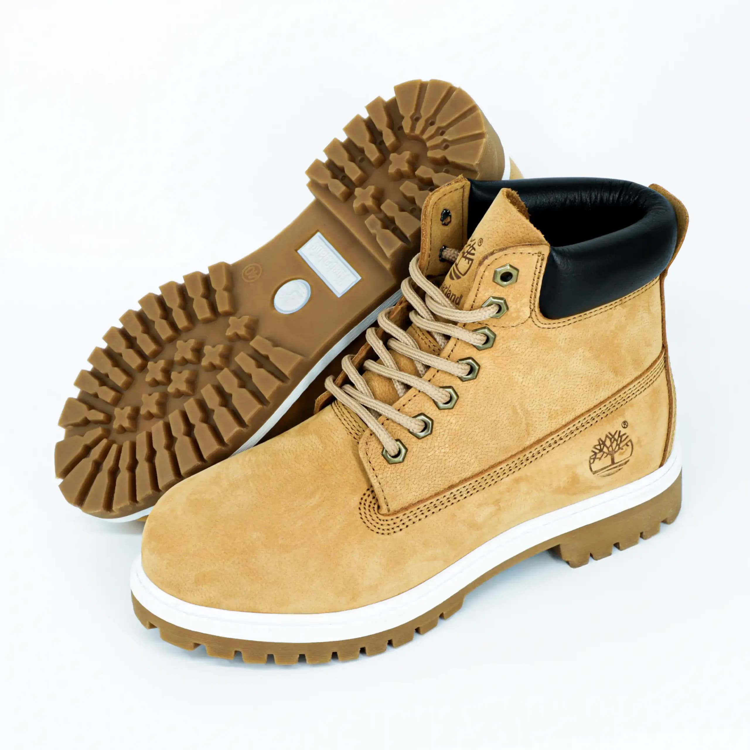 بوت تیمبرلند Timberland مردانه چرم طبیعی رنگ موزی دور سفید کد 2520 — تصویر ۳