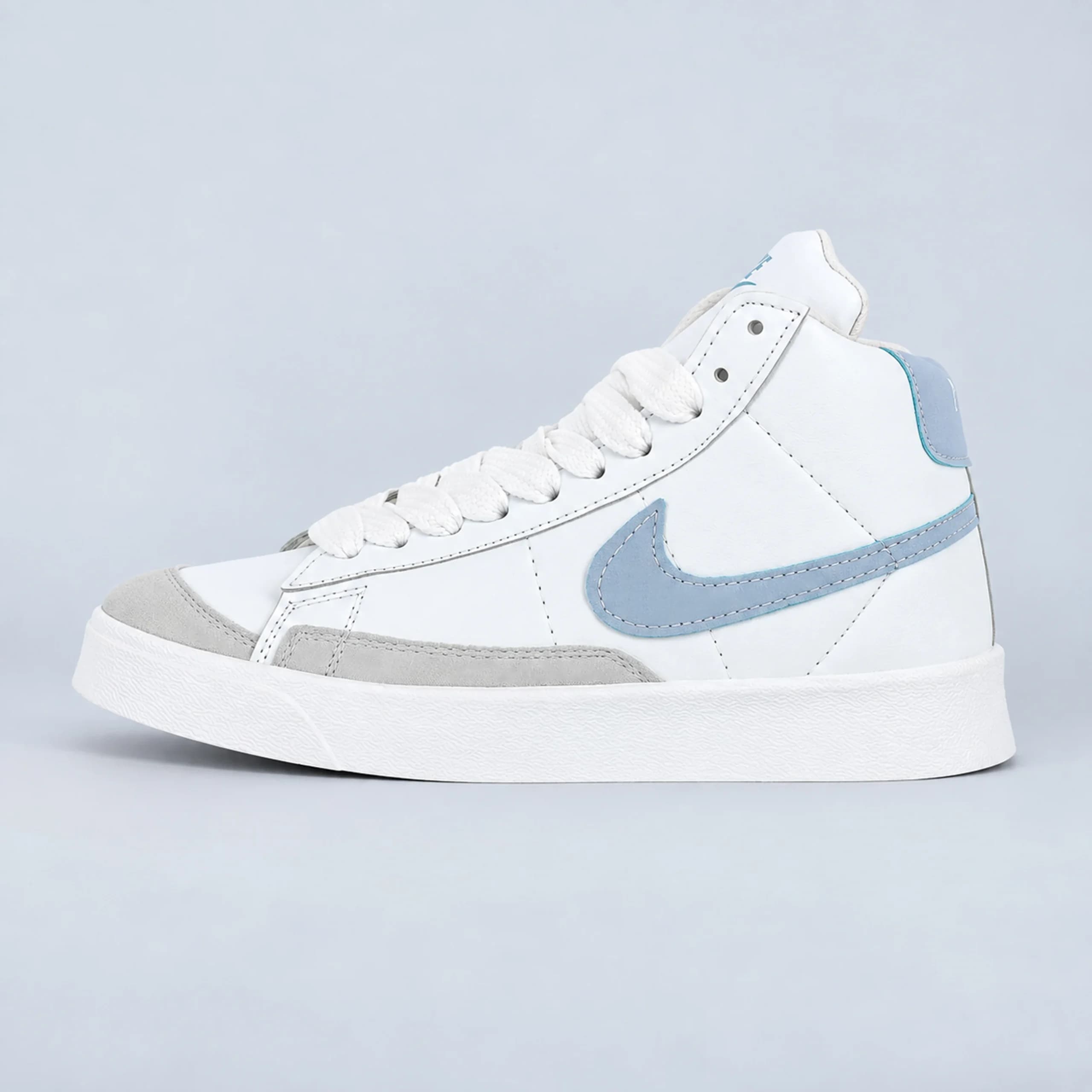کتونی نایک بلیزر Nike Blazer زنانه ساقدار رنگ سفید آبی کد 2317 — تصویر ۴