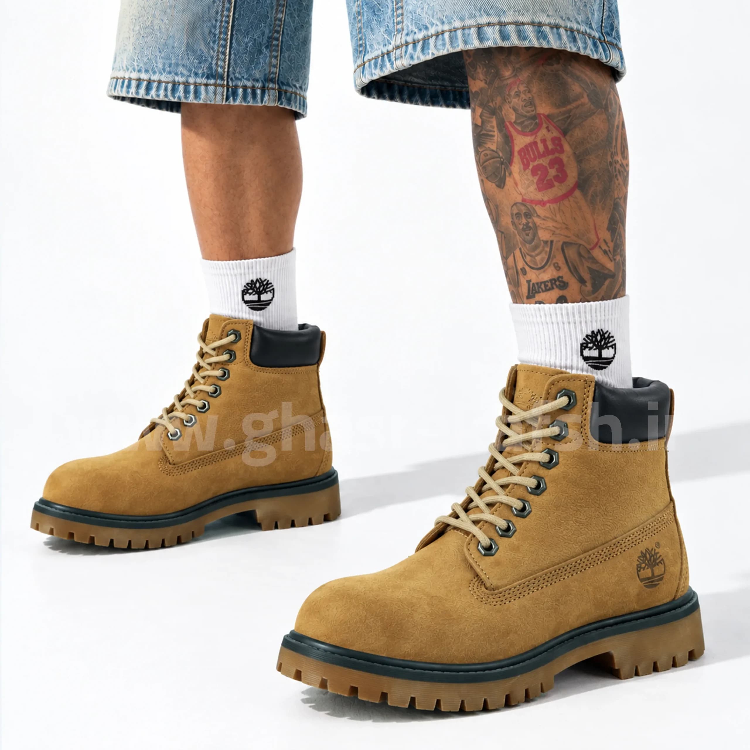 بوت تیمبرلند Timberland مردانه چرم طبیعی رنگ طلایی دور قهوه ای کد 2874 — تصویر ۷