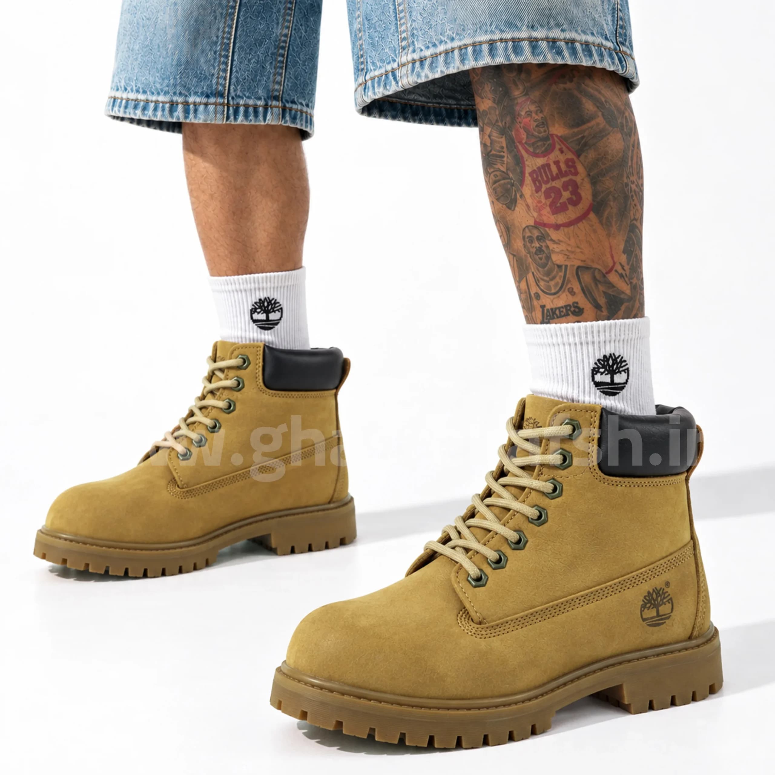 بوت تیمبرلند Timberland مردانه چرم طبیعی رنگ طلایی کد 2872 — تصویر ۷
