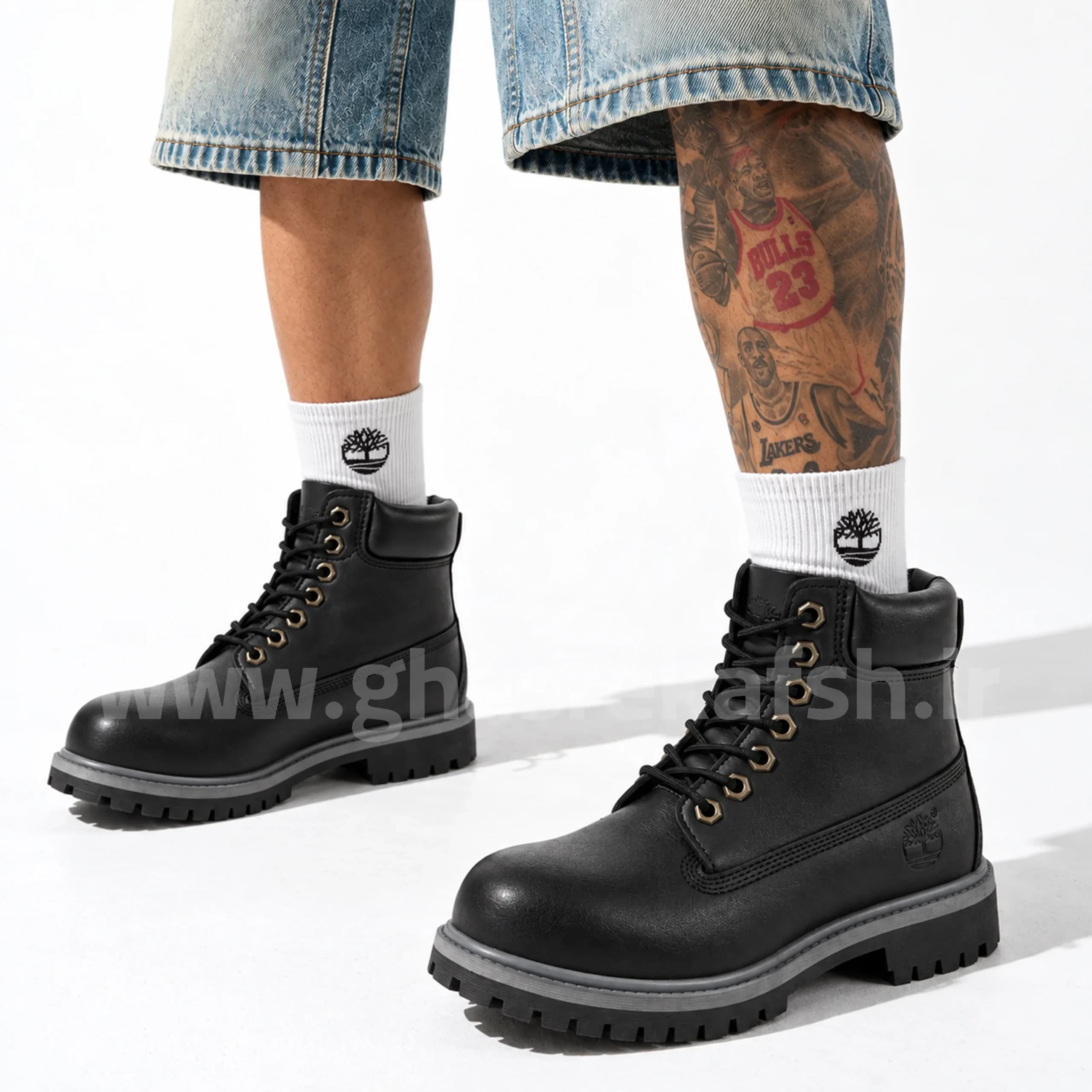بوت تیمبرلند Timberland مردانه چرم طبیعی رنگ مشکی طوسی کد 2525
