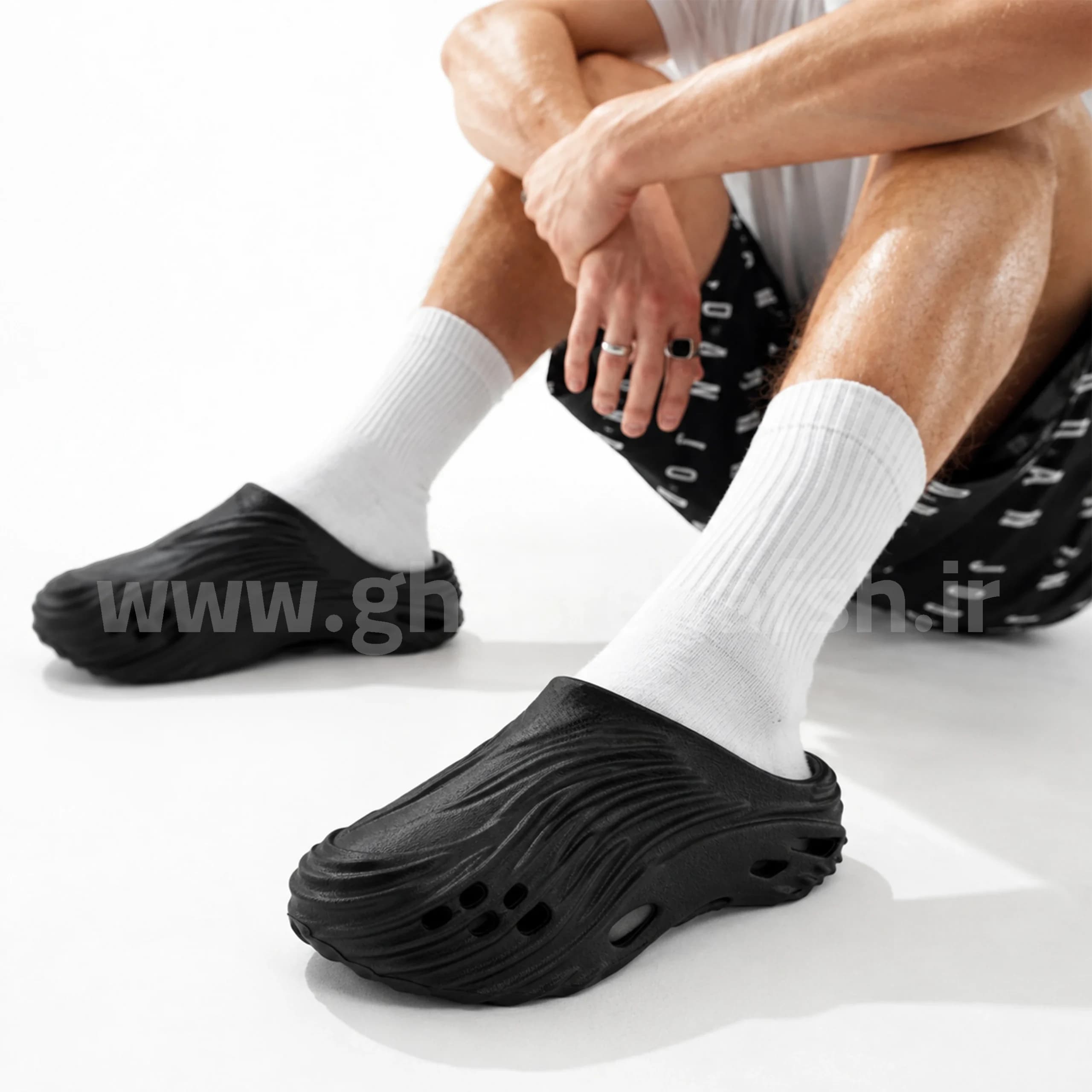 دمپایی جلوبسته مردانه طبی لژ دار slipper رنگ مشکی کد 2741