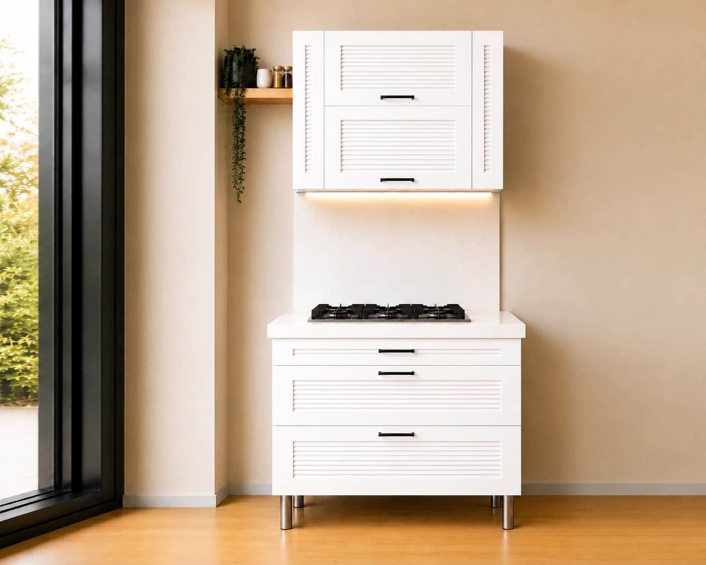 کابینت زیرگازی + یونیت هود مخفی نئوکلاسیک — تصویر ۶