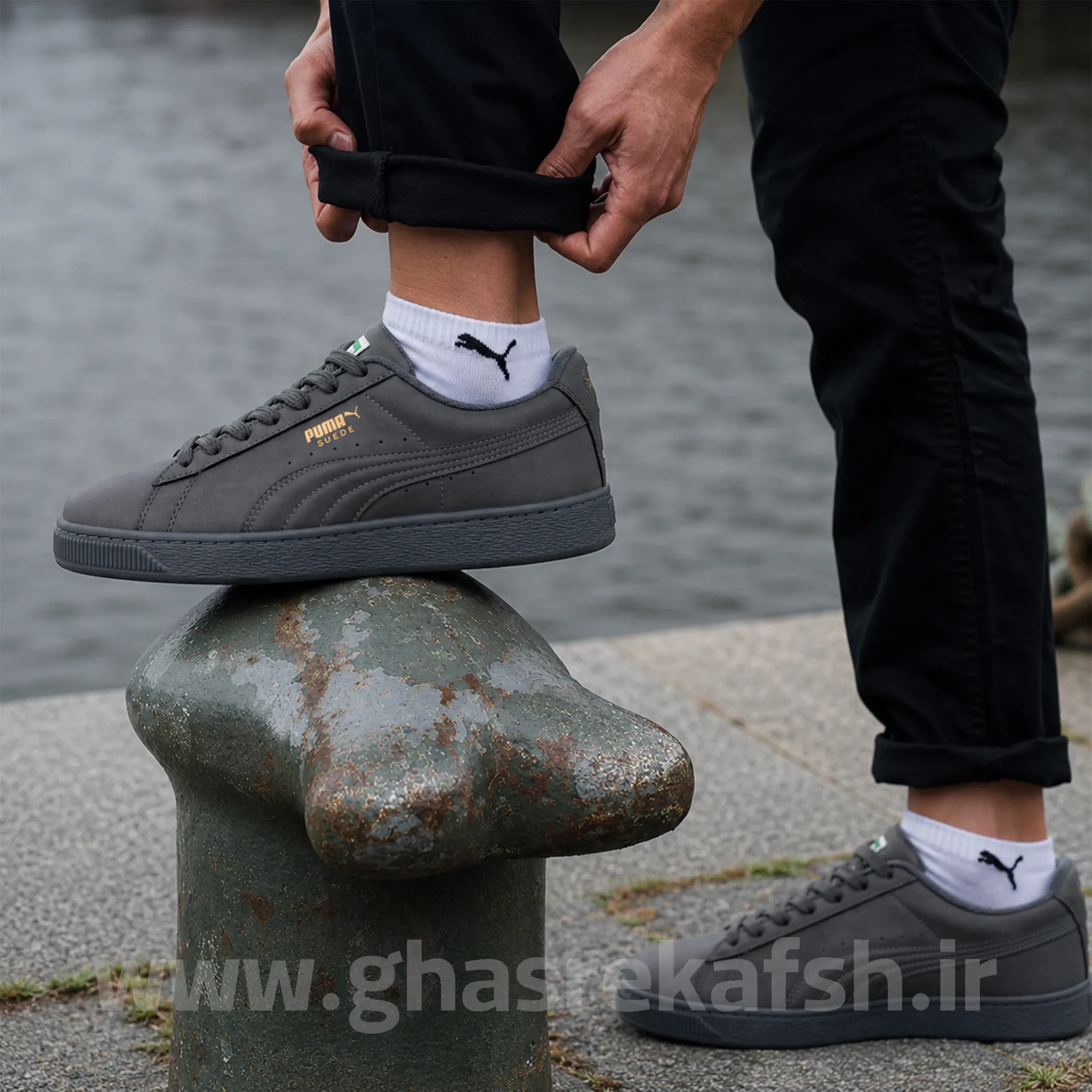 کتونی ونس مردانه پوما سوئد Puma SUEDE رنگ طوسی سیر کد 2041 — تصویر ۶