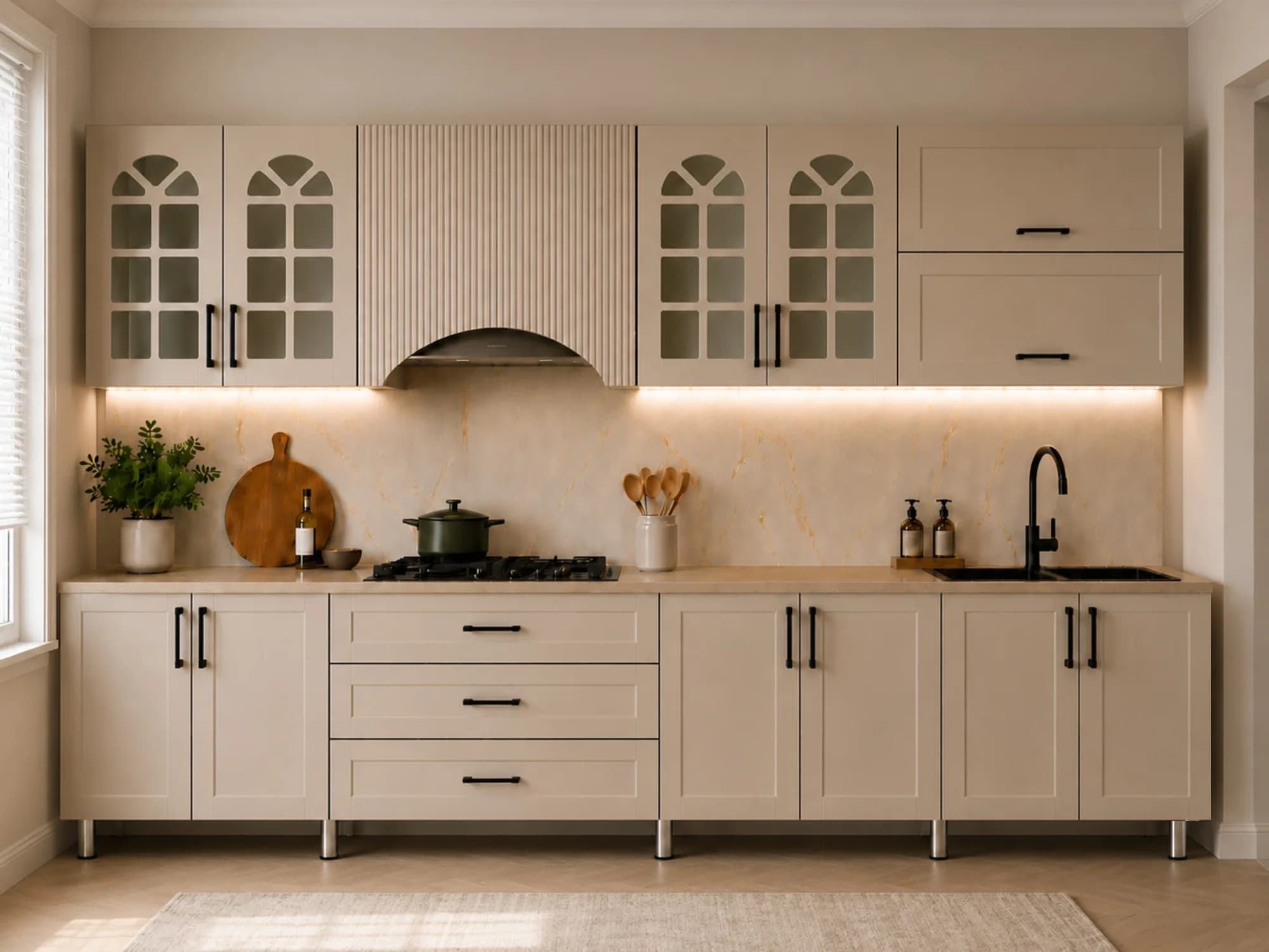 کابینت آماده نئوکلاسیک پنجره دار فیلی