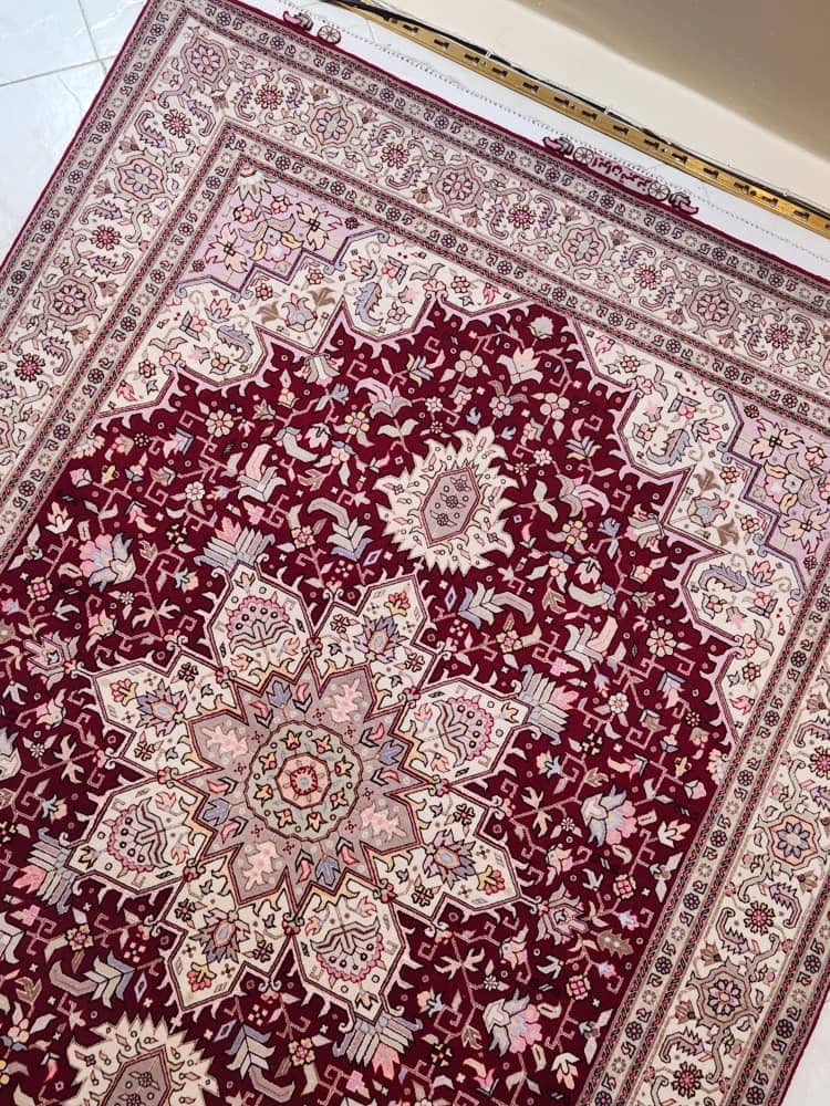 قالیچه نقشه هریس تبریز 50 رج زرشکی — تصویر ۷