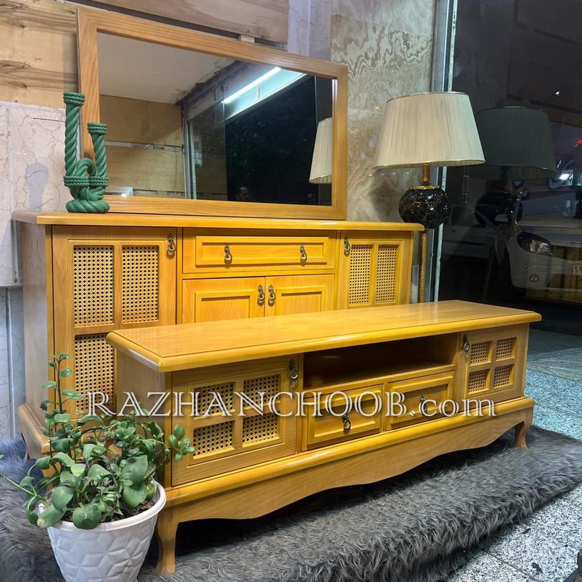 میز تلویزیون پایه چوبی کلاسیک — تصویر ۸