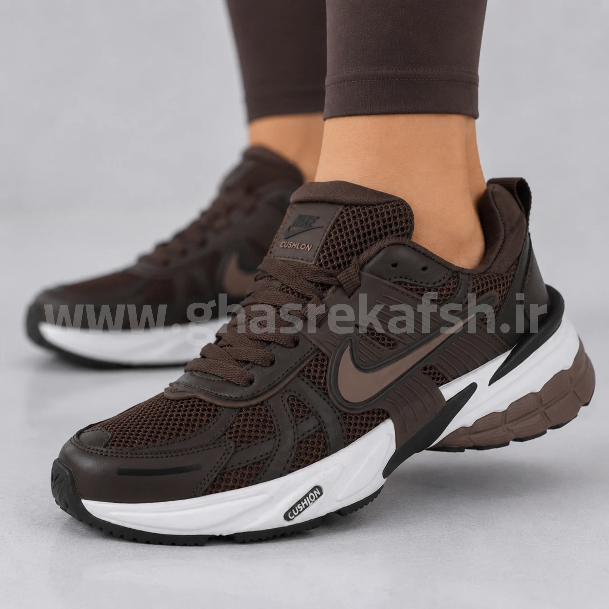 کفش کتونی زنانه نایک وی تو کی nike V2K رنگ قهوه ای کد 2851 — تصویر ۶