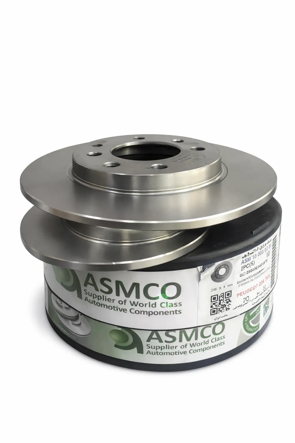 دیسک ترمز عقب پژو 206 تیپ 5 آسمکو (ASMCO) – بسته دوتایی