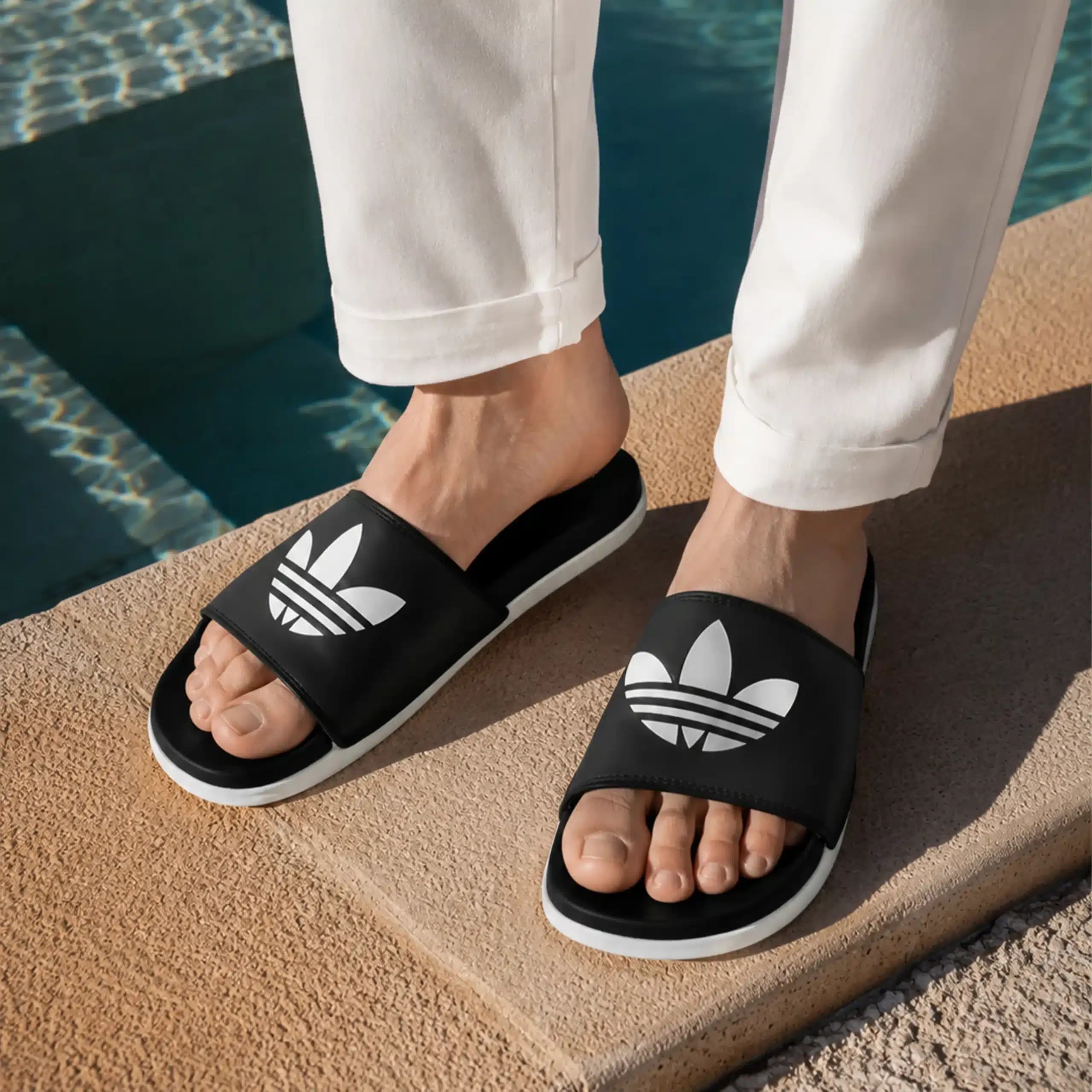 صندل دمپایی مردانه آدیداس adidas slipper رنگ مشکی سفید کد 1465
