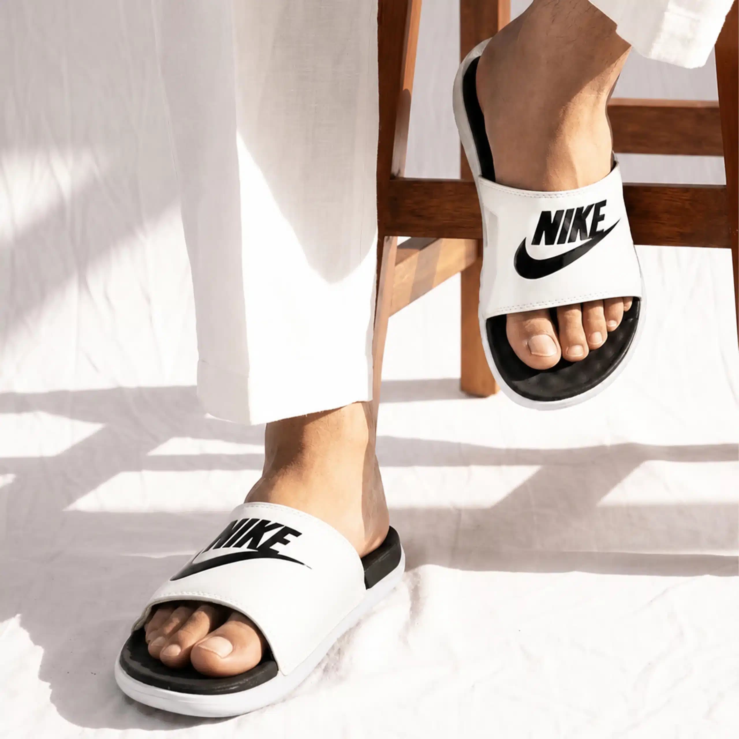 صندل دمپایی مردانه نایک nike slipper رنگ سفید کد 1603 — تصویر ۵