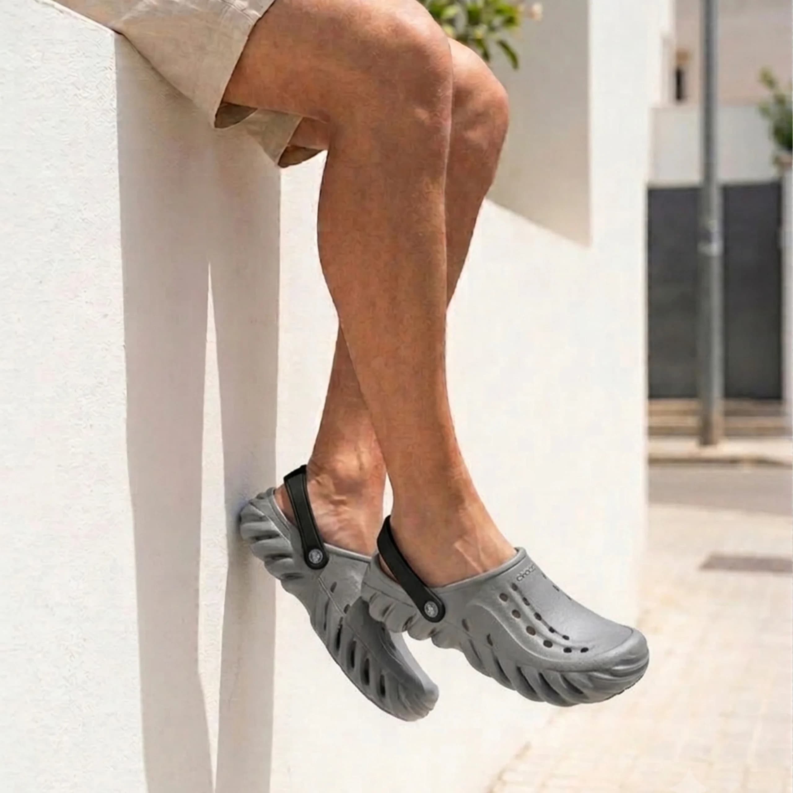 کراکس دمپایی مردانه تاپ crocs top رنگ طوسی کد 2794