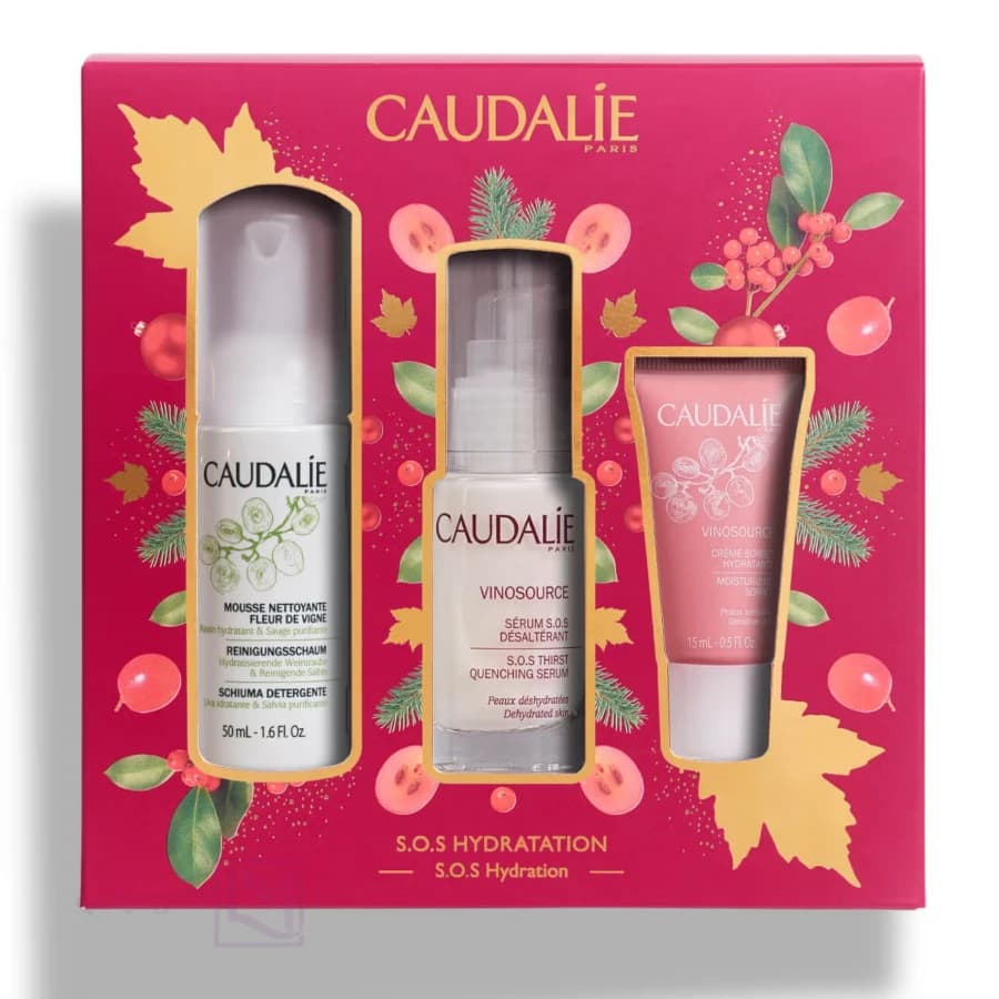 ست هدیه مراقبت پوست کدلی مدل Vinosource S.O.S Hydration Christmas Set