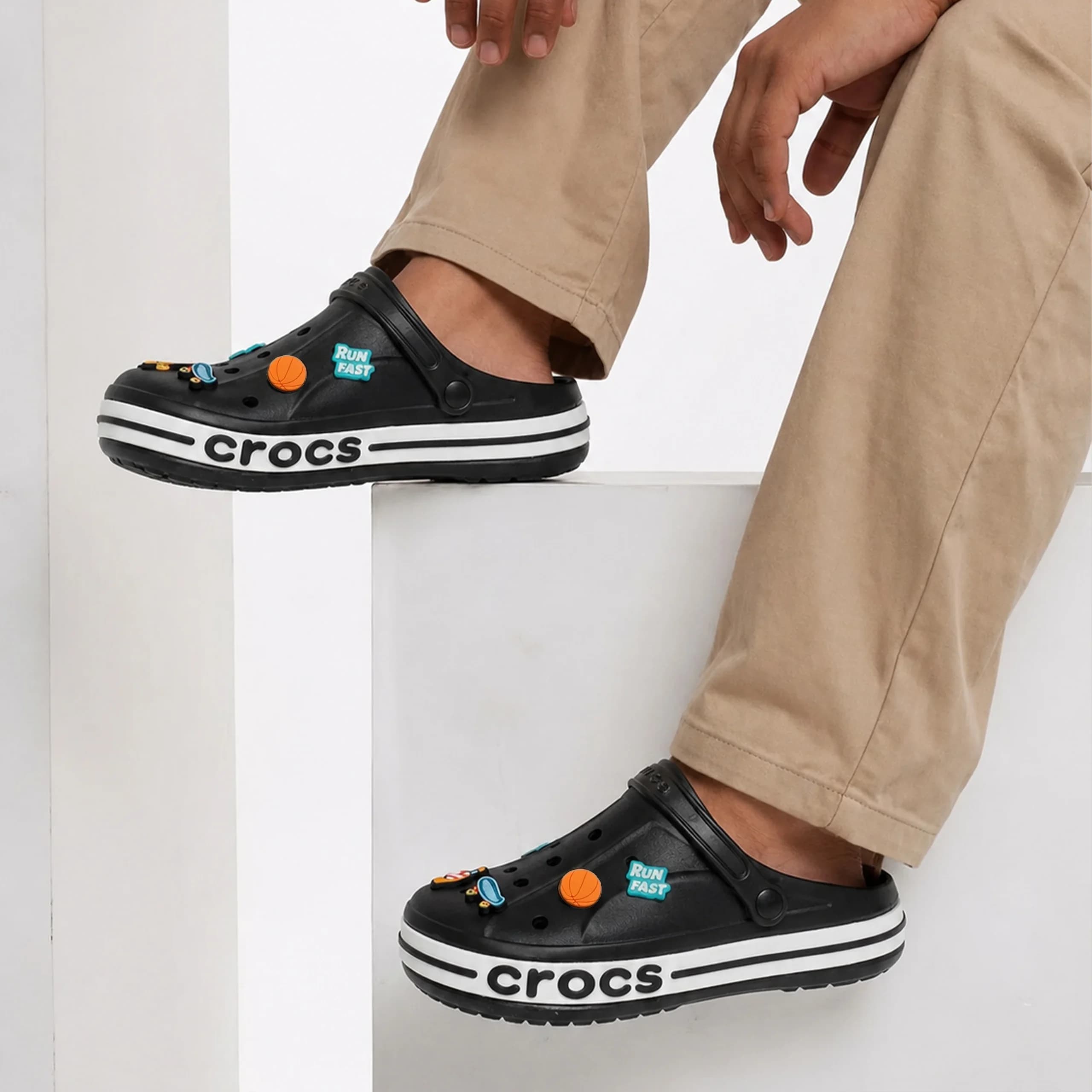 صندل کراکس مردانه پلاس crocs plus رنگ مشکی کد 1494