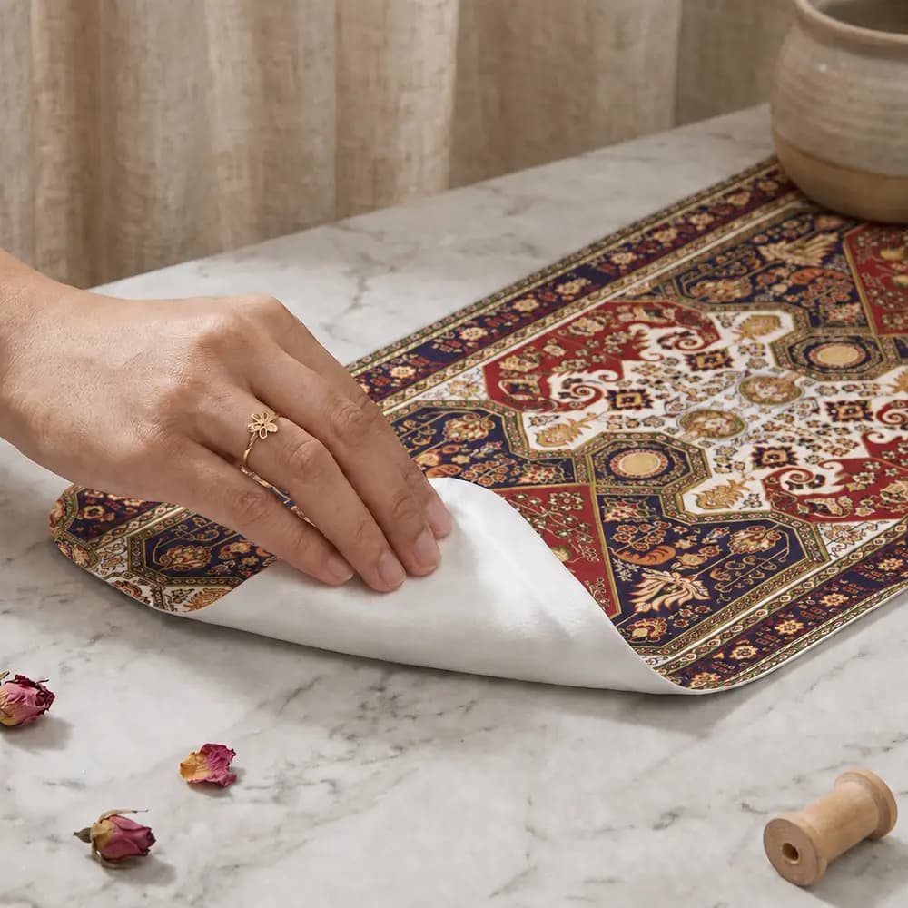 رانر و رومیزی آکام چوب طرح ترکمن — تصویر ۳