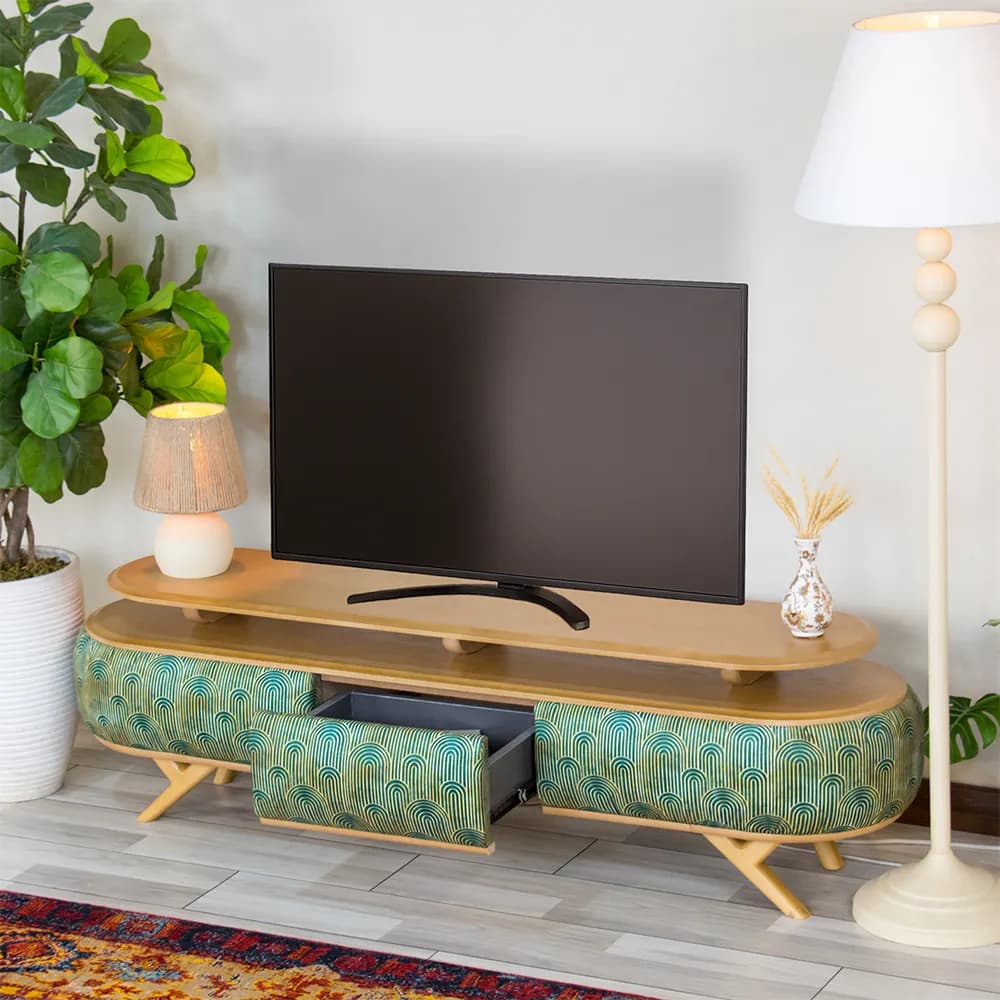 میز تلویزیون نقش آکام چوب طرح ایوان سایز 160 — تصویر ۳