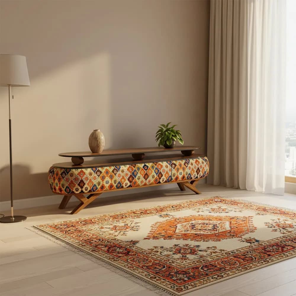 میز تلویزیون نقش آکام چوب طرح شاهسون سایز 140 — تصویر ۳