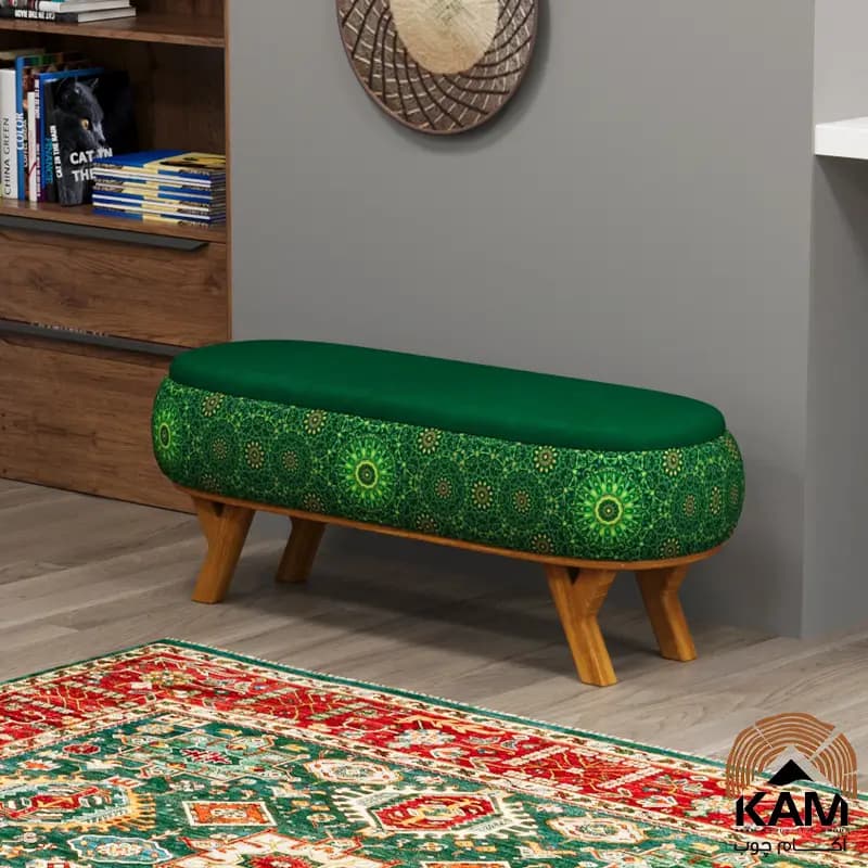 پاف نیمکتی نقش آکام چوب طرح لاهیجان سایز 120 — تصویر ۹