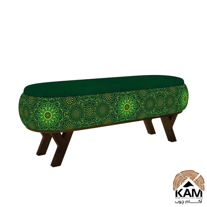 پاف نیمکتی نقش آکام چوب طرح لاهیجان سایز 120 — تصویر ۸