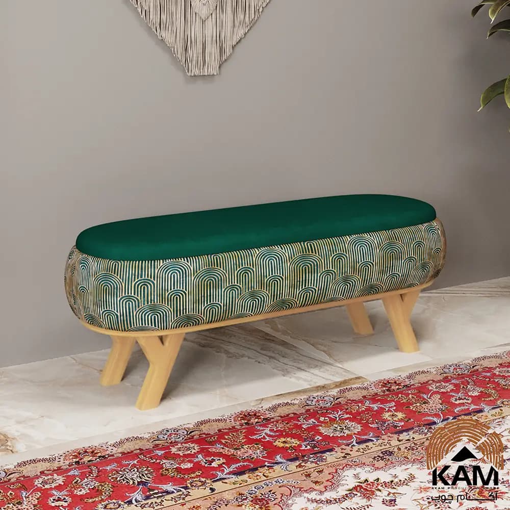 پاف نیمکتی نقش آکام چوب طرح ایوان سایز 120 — تصویر ۹