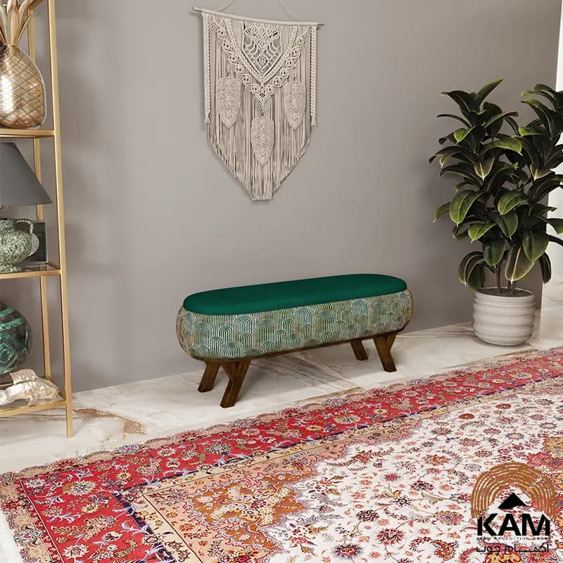 پاف نیمکتی نقش آکام چوب طرح ایوان سایز 120 — تصویر ۵