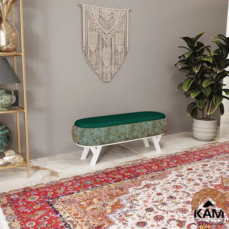پاف نیمکتی نقش آکام چوب طرح ایوان سایز 120 — تصویر ۴