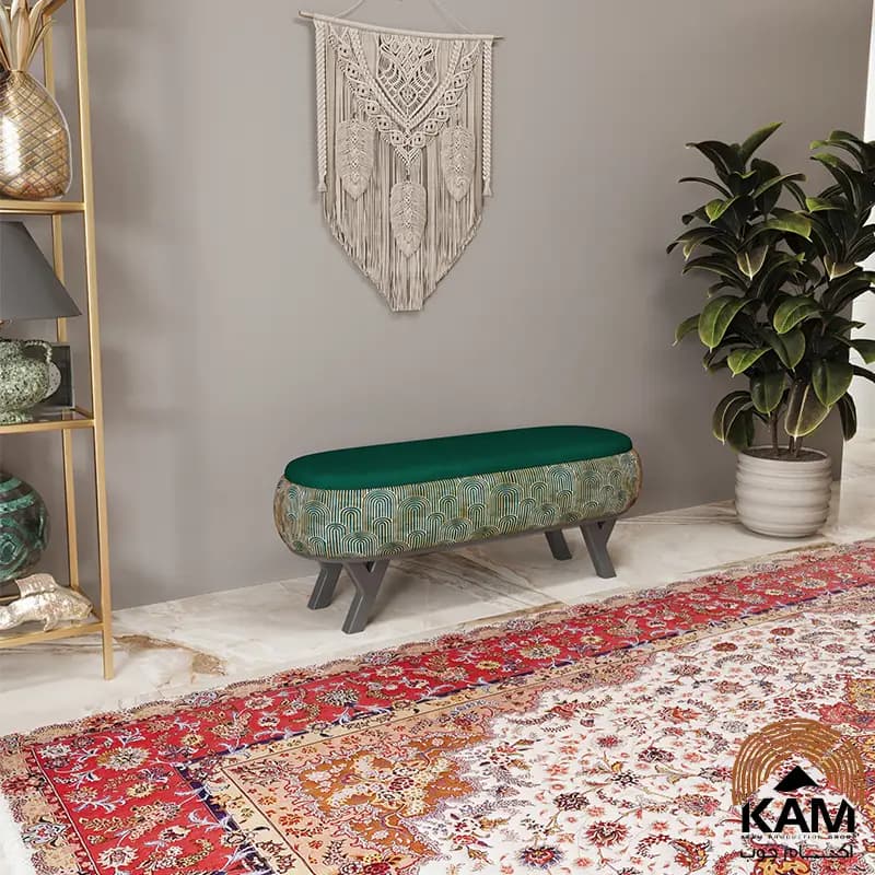 پاف نیمکتی نقش آکام چوب طرح ایوان سایز 120 — تصویر ۶
