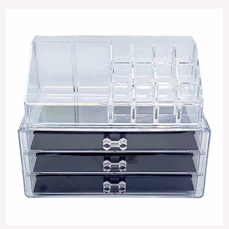 استند آرایشی اکرولیک 3 کشو با رویه نظم دهنده ساده ویژن – شفاف — تصویر ۵
