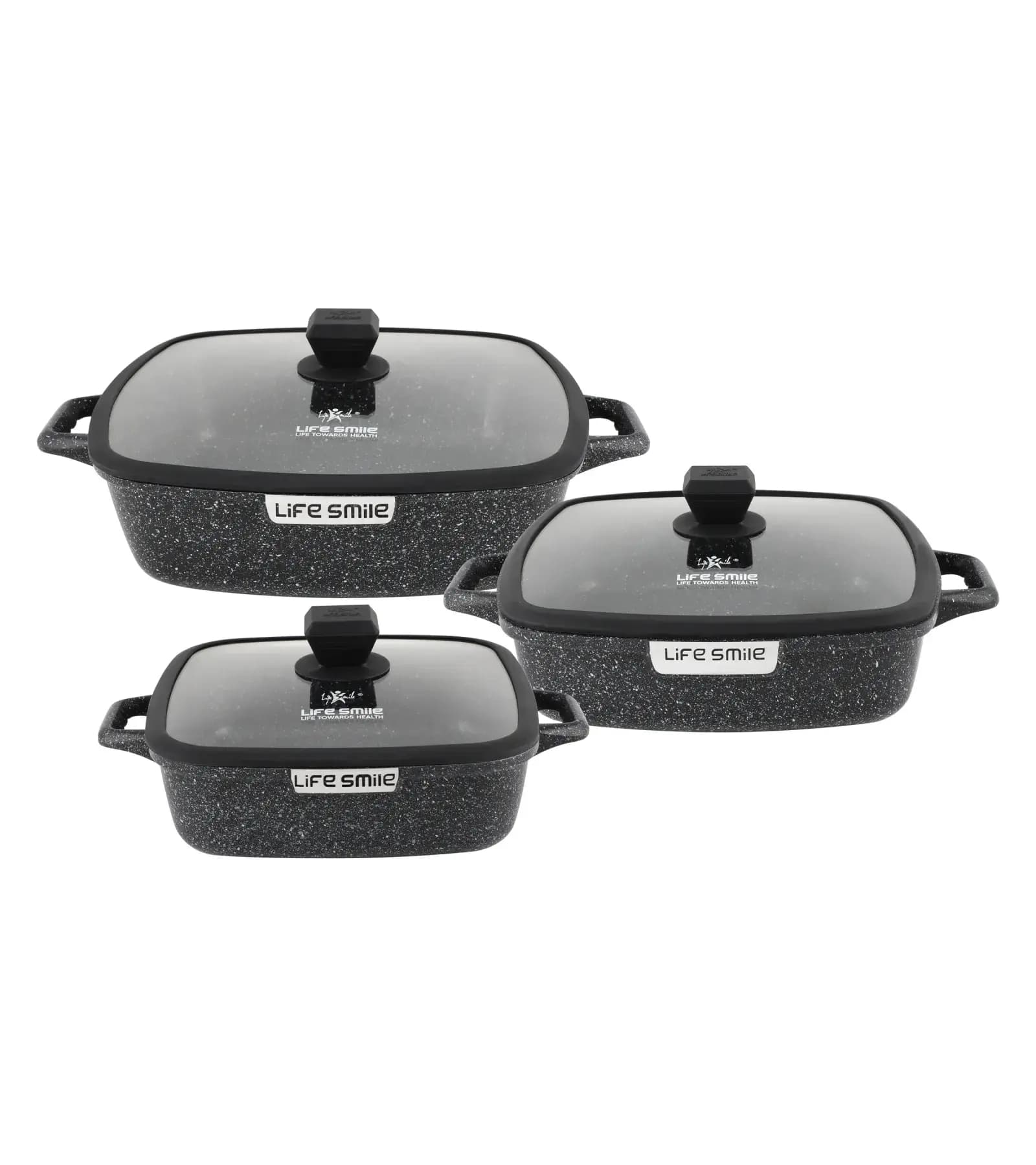 سرویس ماهیتابه گرانیتی مربع لایف اسمایل مدلSPHM-S-SHR-6-3 (اصل)