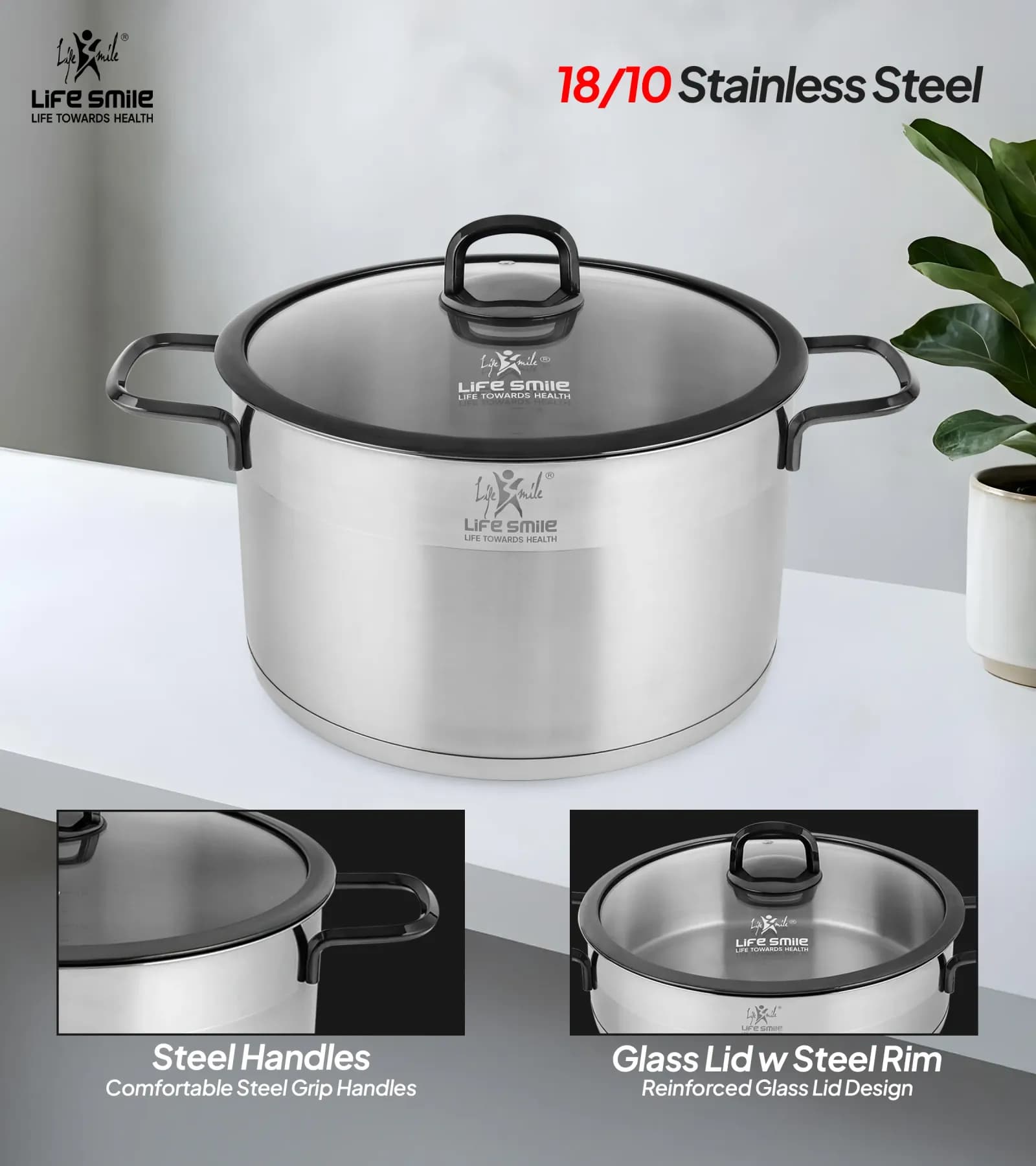 سرویس قابلمه 10 تکه لایف اسمایل مدلLIFEP24GL_10BLACK (اصل) — تصویر ۵