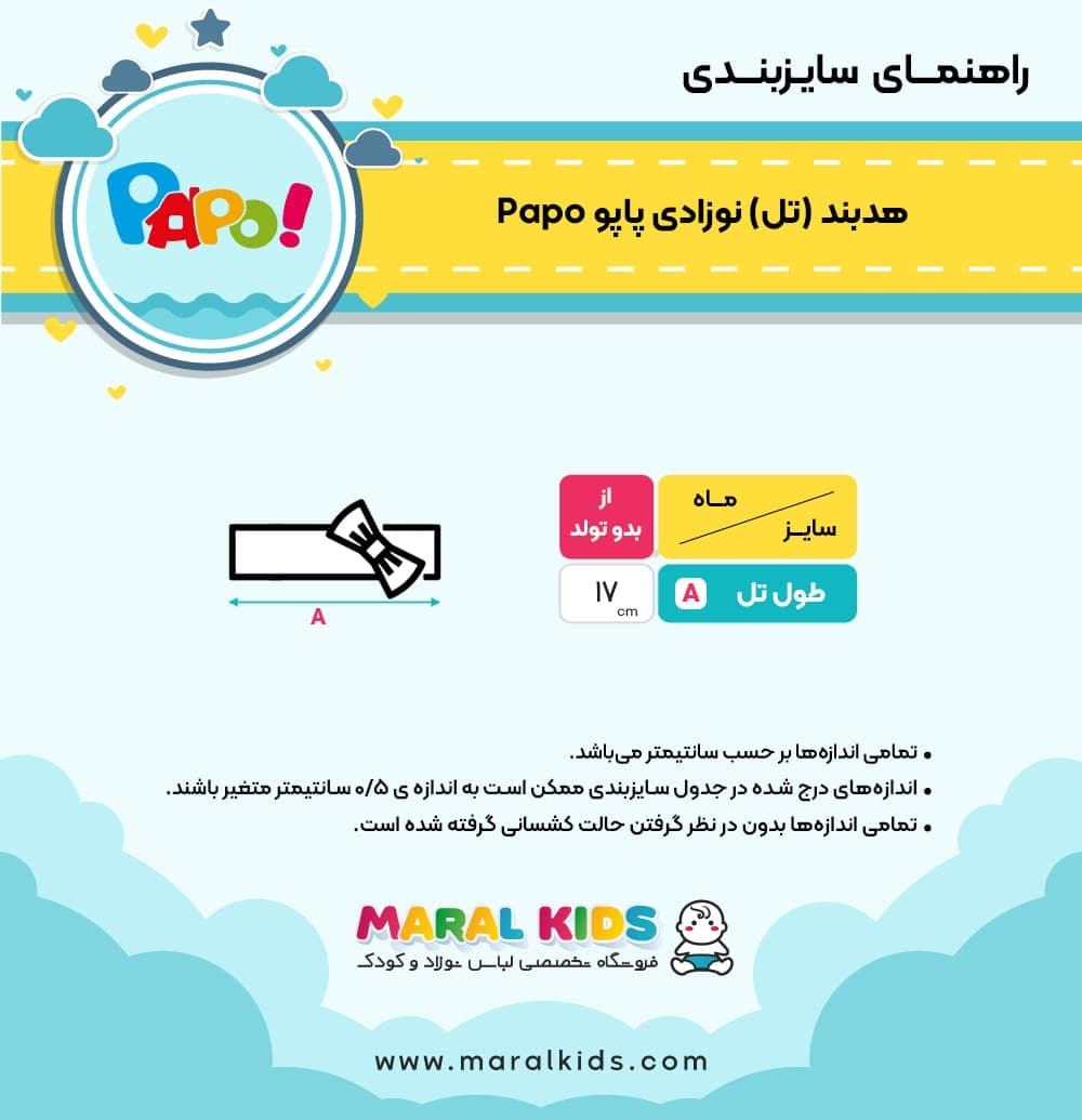 هدبند (تل) نوزادی دخترانه خامه دوزی طرح تناز پاپو Papo — تصویر ۲