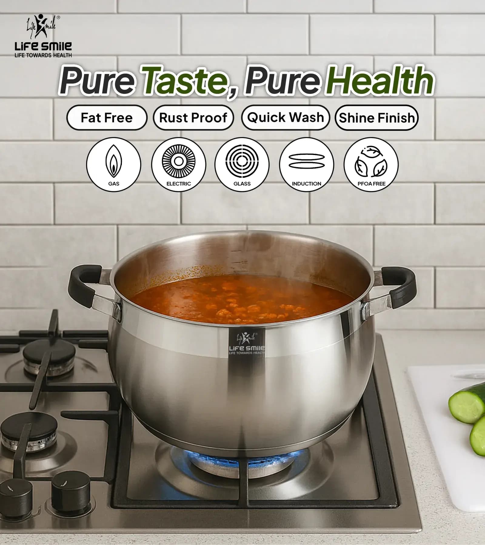 سرویس قابلمه استیل ضد زنگ 8 پارچه لایف اسمایل مدل LIFEP22-8SILVER (اصل) — تصویر ۳