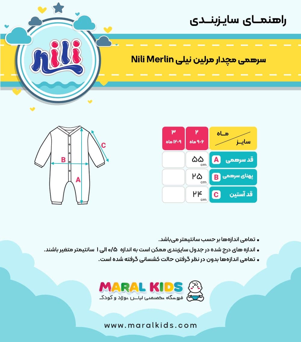 لباس سرهمی مچدار نوزاد دخترانه طرح مرلین نیلی Nili Merlin — تصویر ۶