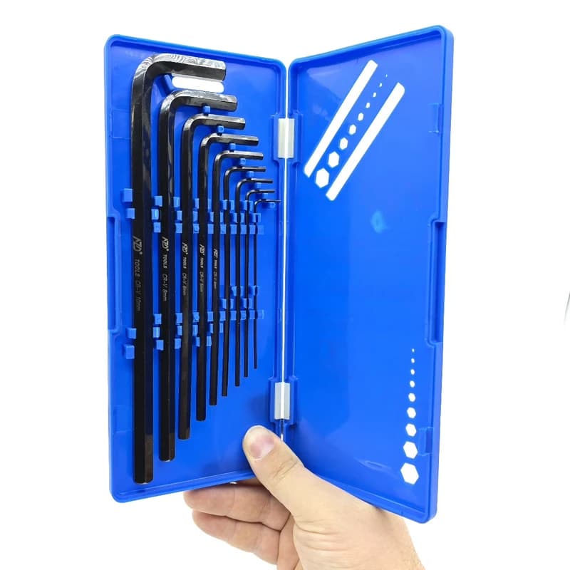 مجموعه آچار آلن و ستاره ای بلند ای زد دی مدل جعبه دار کد CR-V-9PCS مجموع 18 عددی