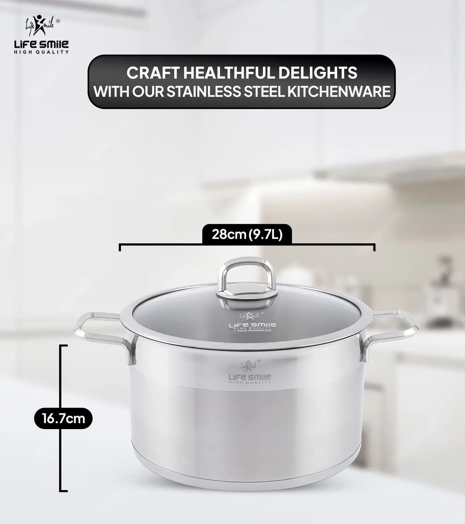 قابلمه استیل لایف اسمایل سایز 28 مدل Life Smile Lifep-12-28Silver