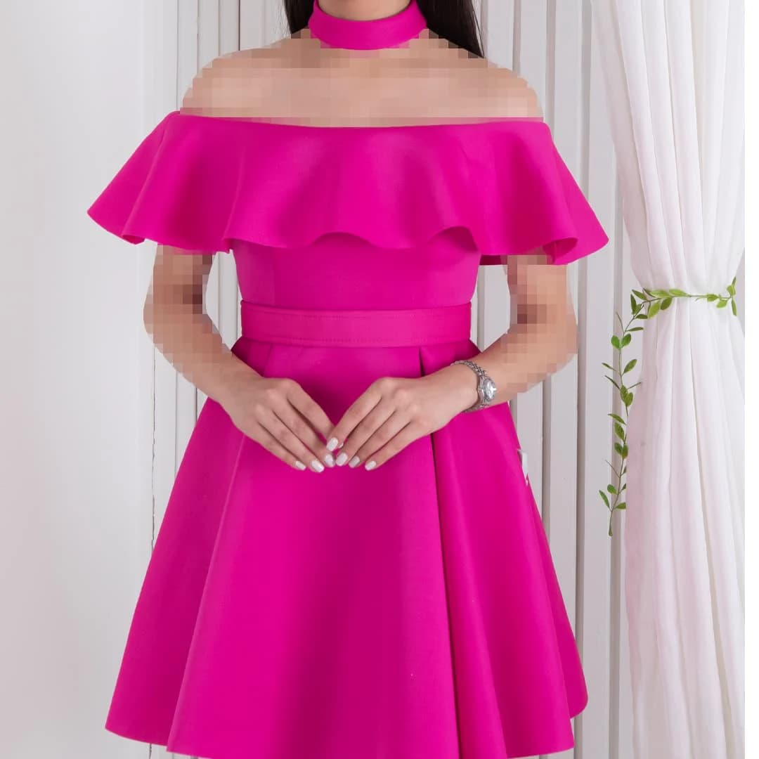 پیراهن مجلسی کوتاه یقه قایقی TAFFETA — تصویر ۷