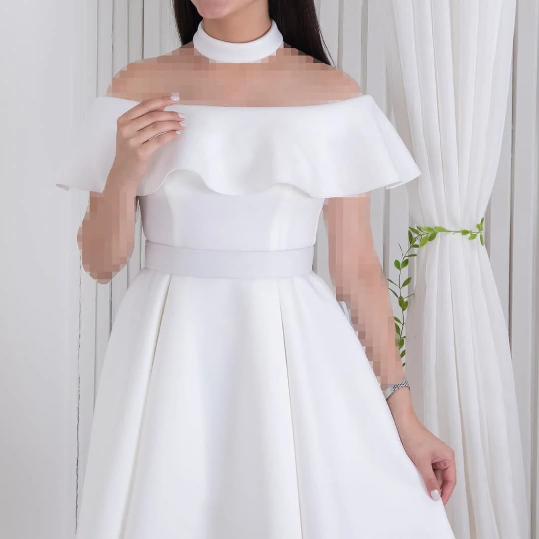 پیراهن مجلسی کوتاه یقه قایقی TAFFETA — تصویر ۲