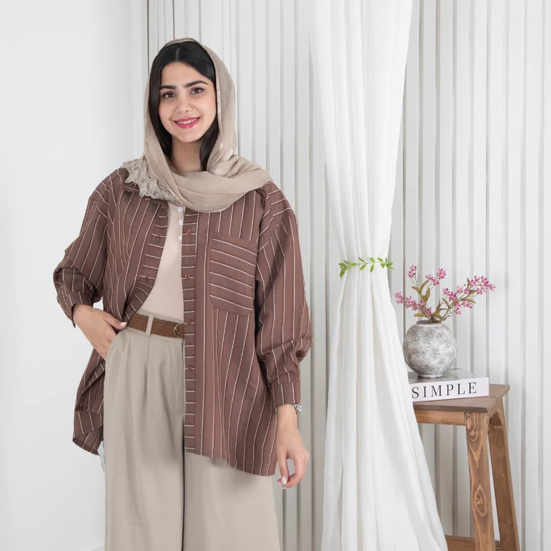 شومیز تک جیب پری راه راه OL — تصویر ۱۱
