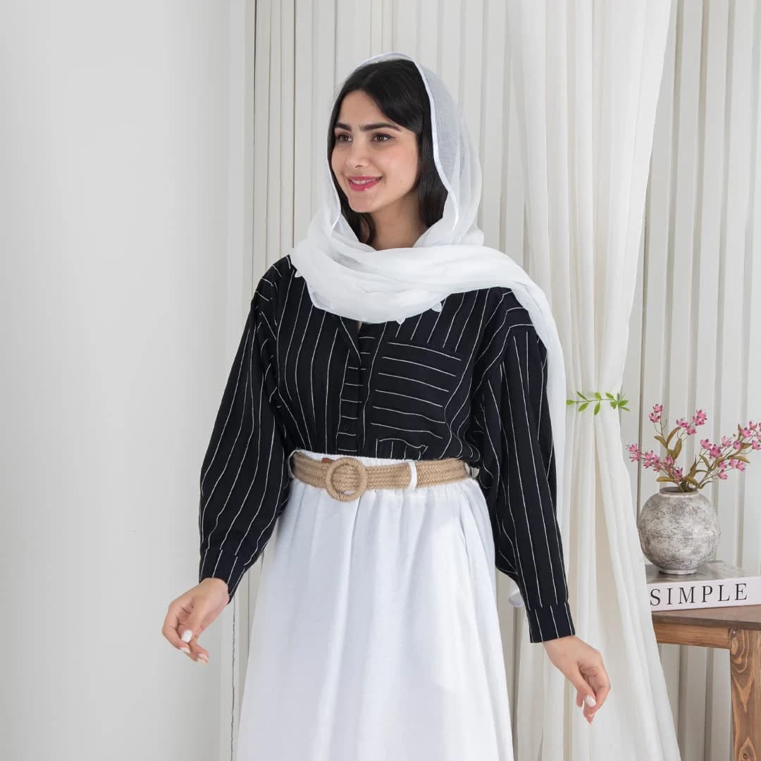 شومیز تک جیب پری راه راه OL — تصویر ۹