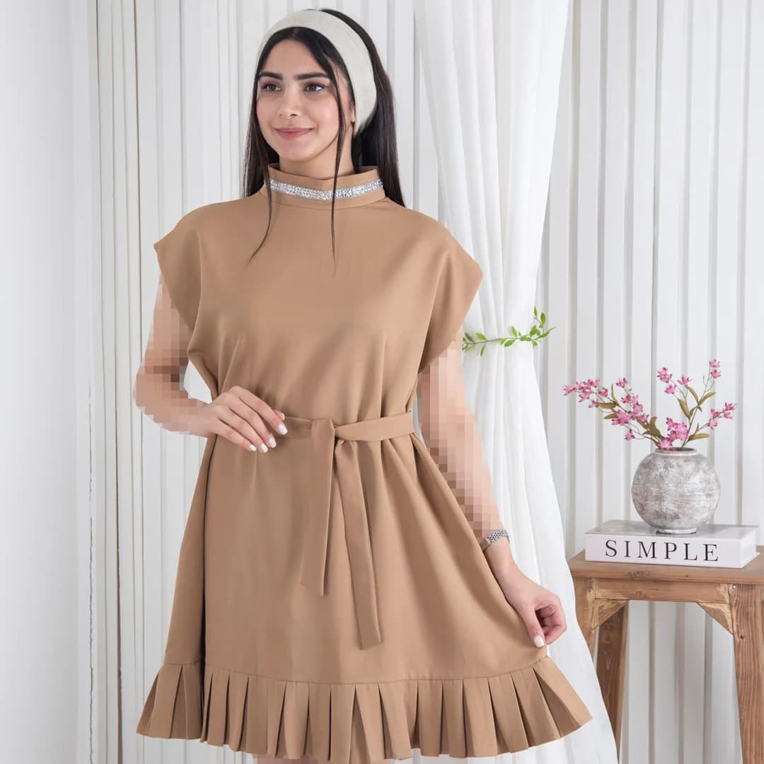 سارافون واید پایین پلیسه یقه نگینDIANA — تصویر ۶