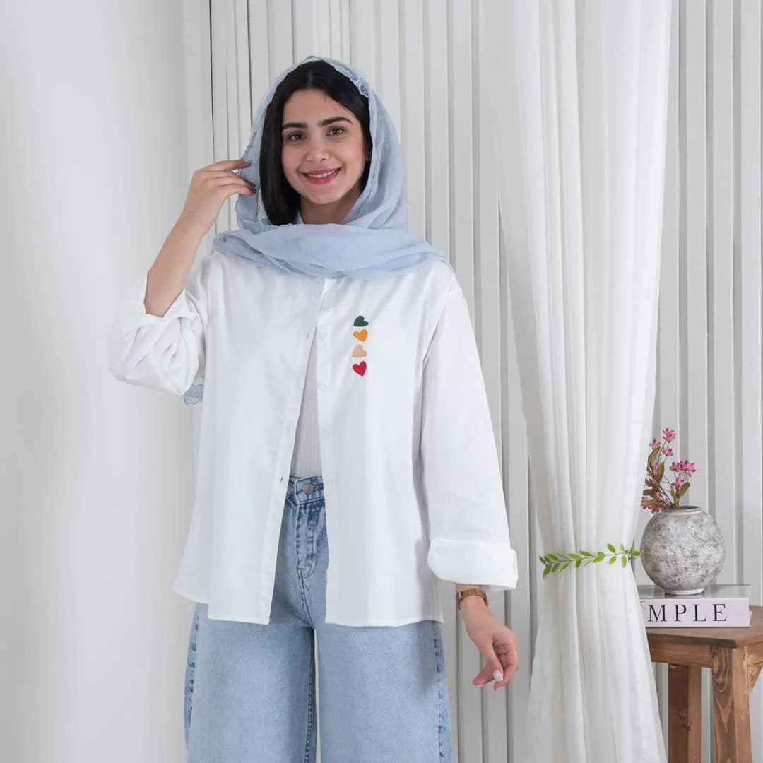 شومیز سفید گلدوزی