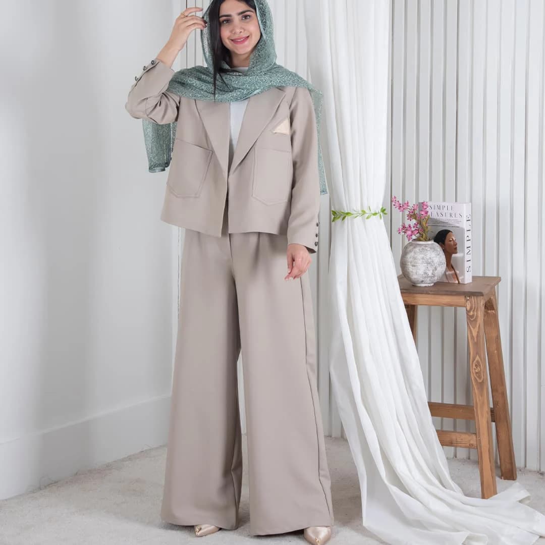 ست مانتو شلوار یقه ساتن MP — تصویر ۹