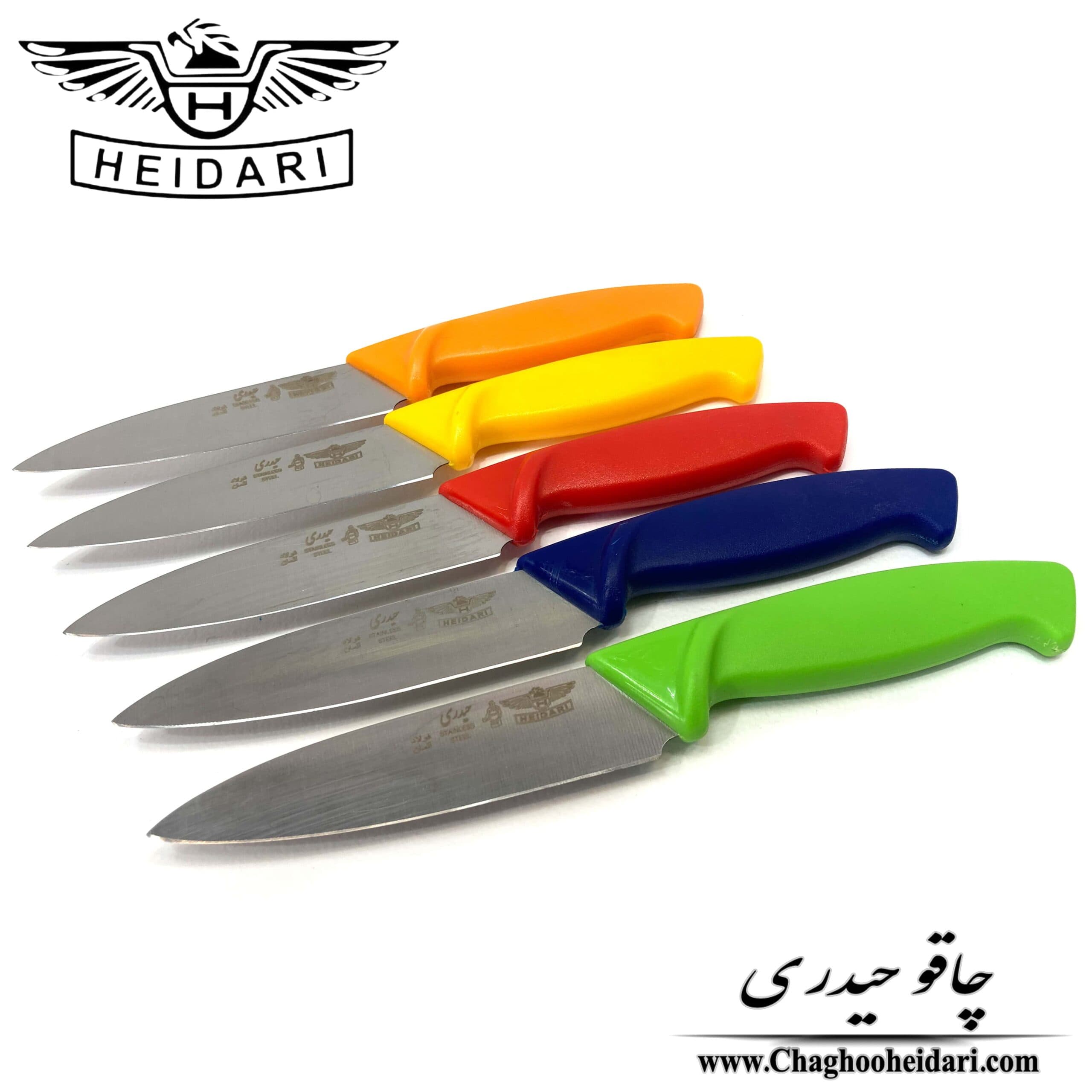 چاقو دسته پلاستیکی غلاف دار زرد — تصویر ۲