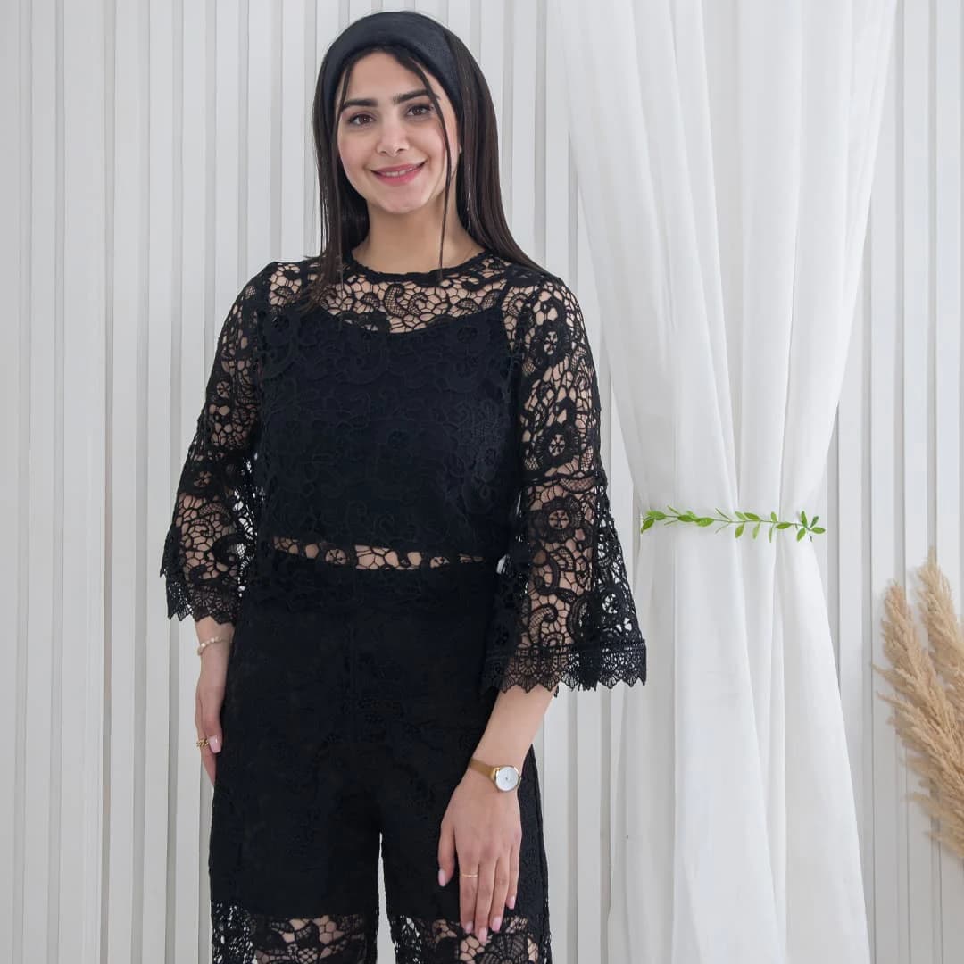 نیم تنه گیپور دوتیکه زیپ دار SARA BELLA — تصویر ۶