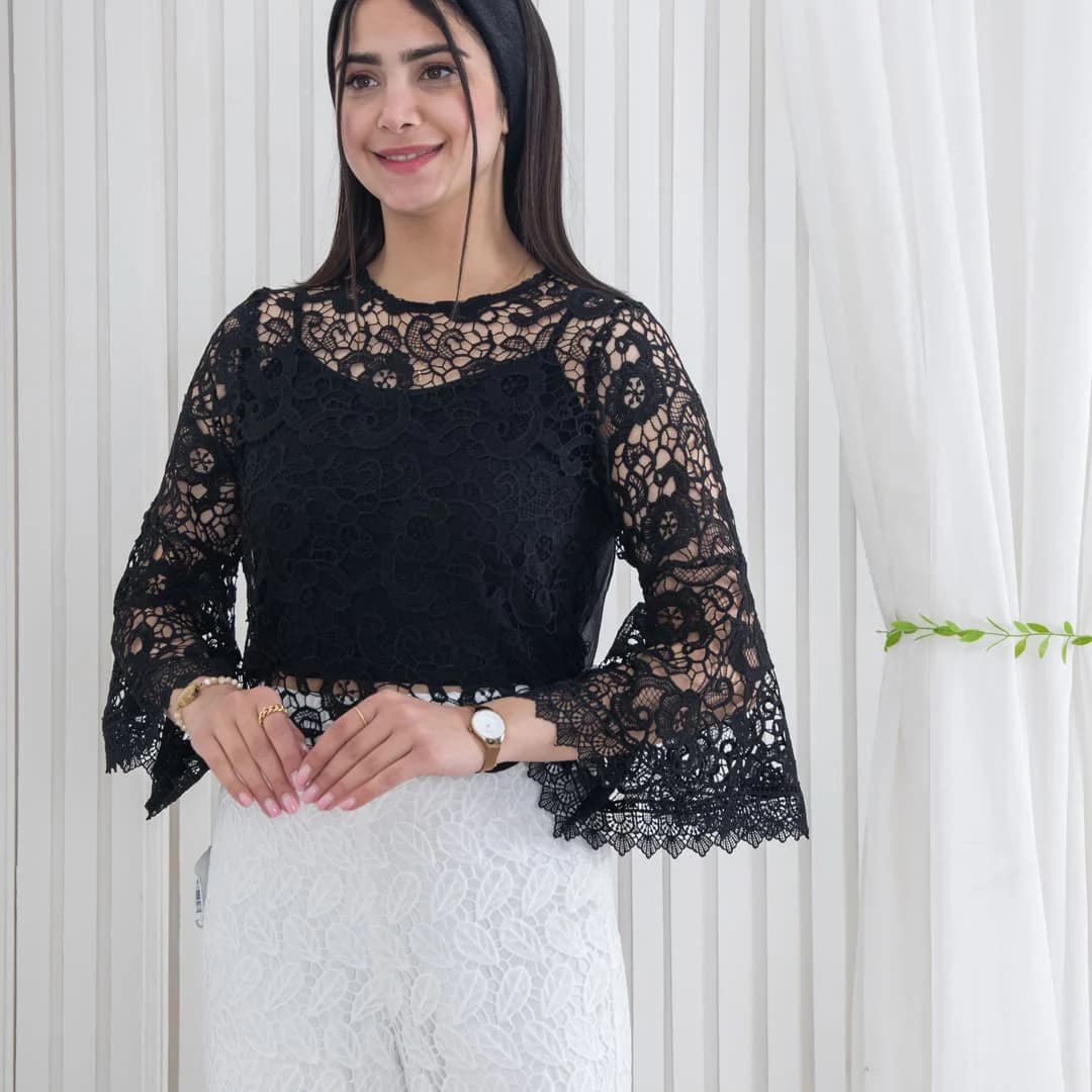 نیم تنه گیپور دوتیکه زیپ دار SARA BELLA — تصویر ۵